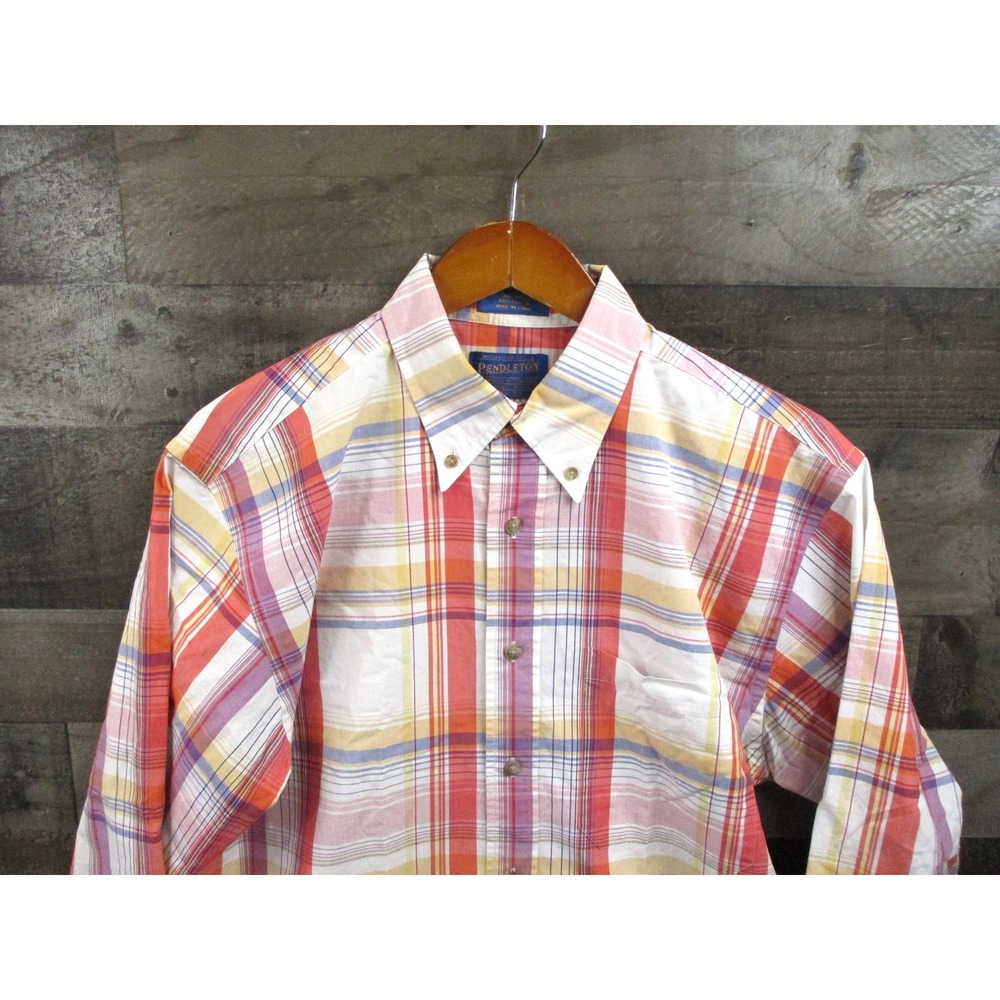 Pendleton Shirt Mens Medium Plaid Button Down Long Sleeve Pocket Casual